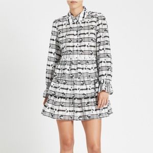 ANYA DRESS - WHITE/BLACK BLOSSOM CHECK